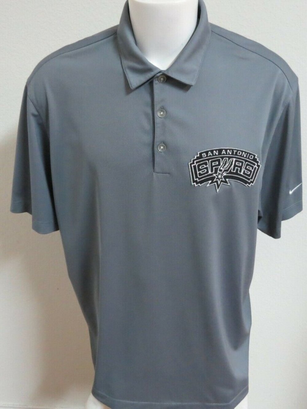 L-2XL SPURS Gray Nike Dri-Fit Men's db #16K Polo Shirt